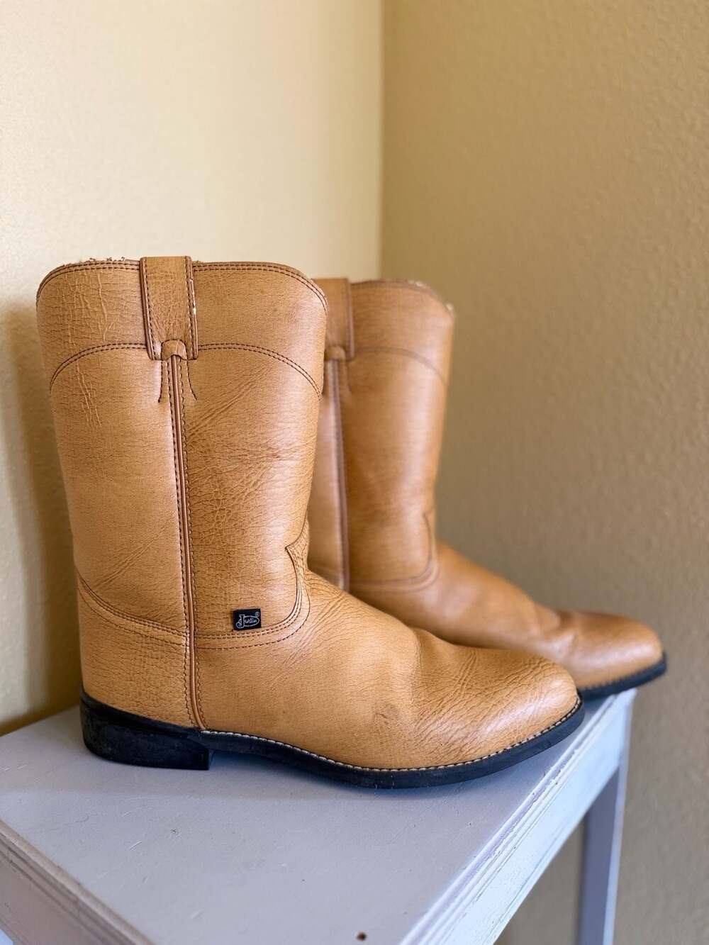 Justin Basics Temple Roper Western Boots Clay Brown JB3006 Sz 12D